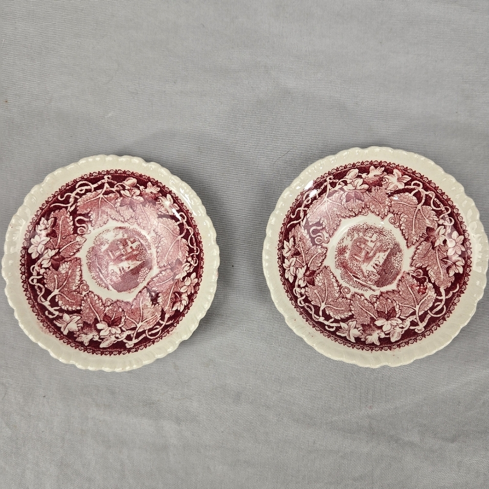 2 Mason's Patent Ironstone China Red Pattern Vista England 5" Saucer Plate